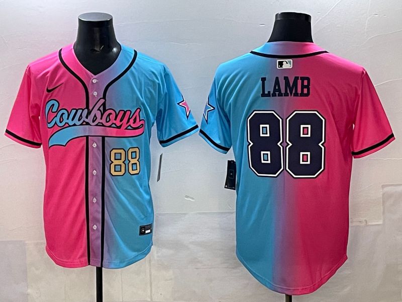 Men 2025 Dallas Cowboys 88 Lamb Blue pink Nike Limited NFL Jersey style 003